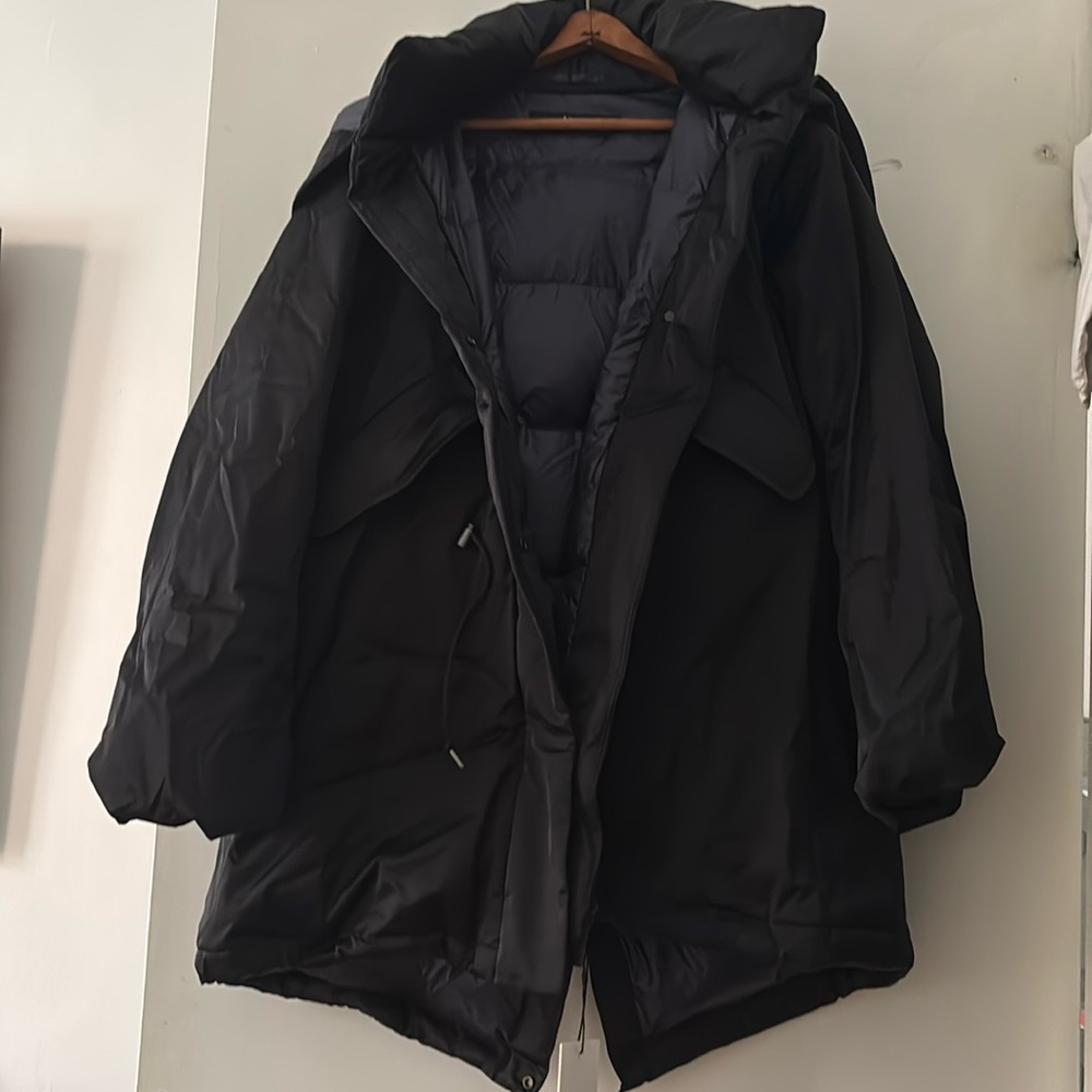 +J Uniqlo Jil Sander collab black down short coat